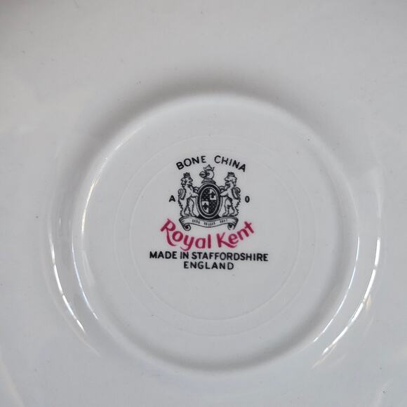 Royal Kent Bone China Tea Cup and Saucer Set Purple Rose Made in England - Picture 13 of 14